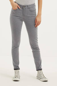 Grijze dames Yest skinny jeans Jay van stretchdenim met regular waist en rits- en knoopsluiting