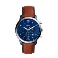 Fossil horloge FS5791 Neutra Chrono Blauw, Cognac/Zilverkleurig/donkerblauw