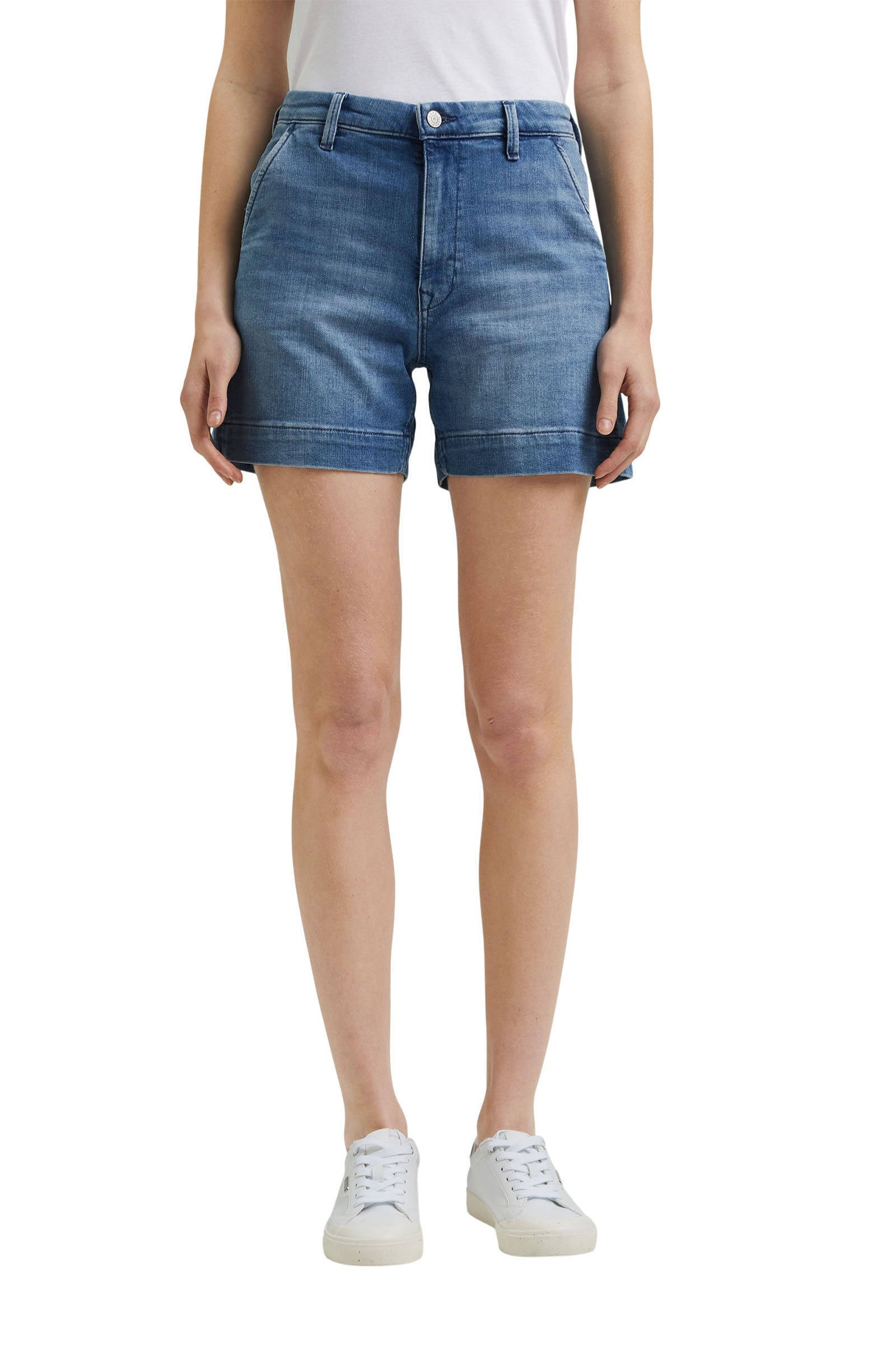 ESPRIT Women Casual jeans short met biologisch katoen blauw | wehkamp