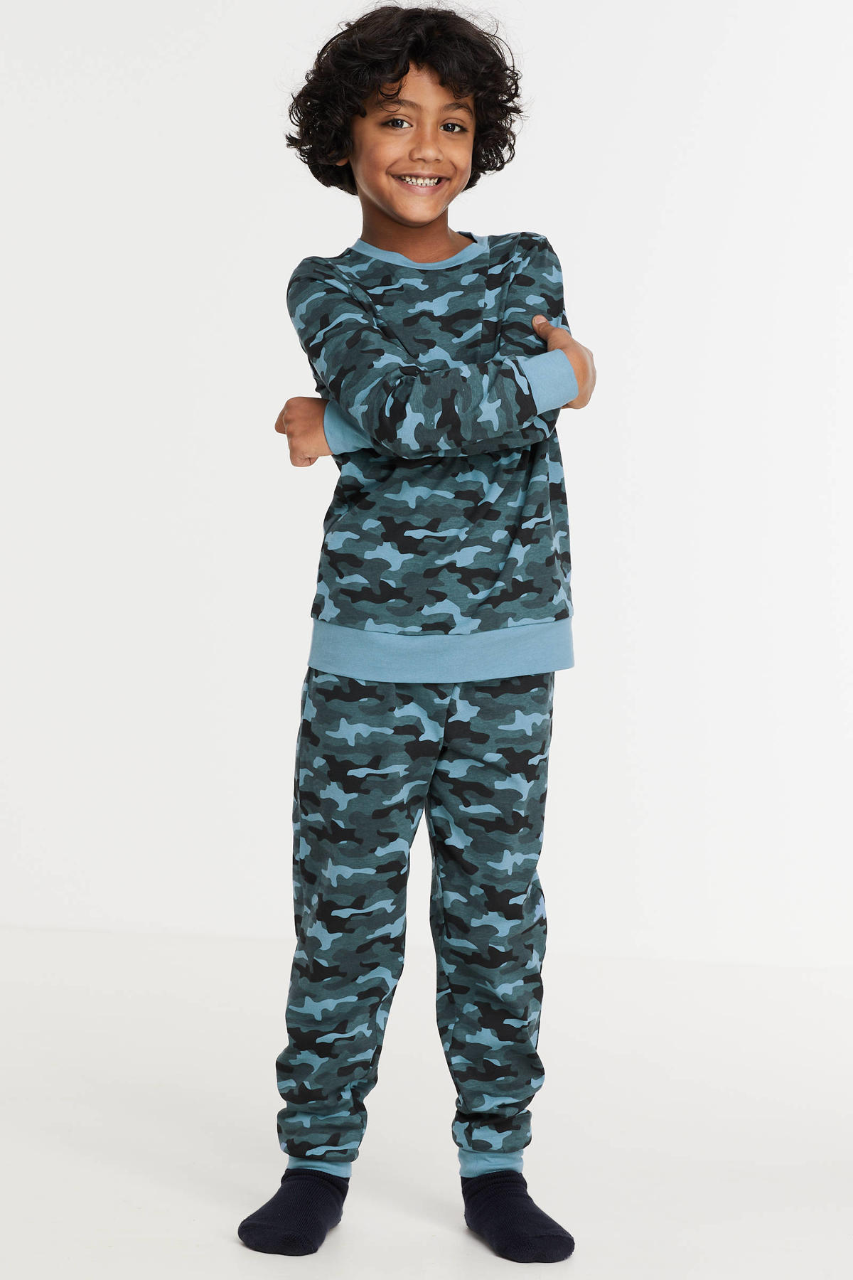Stoffelijk overschot bedenken verpleegster Wild Side pyjama van biologisch katoen groen/lichtblauw | wehkamp