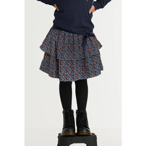 Zigga rok met panterprint blauw/roestbruin afbeelding