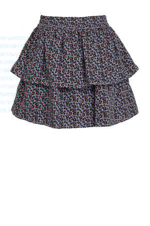 rok met panterprint blauw/roestbruin