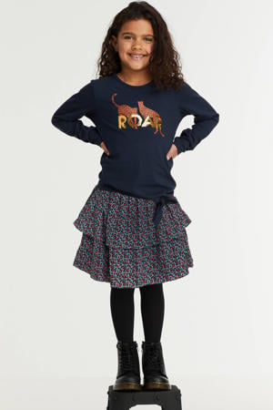 rok met panterprint blauw/roestbruin