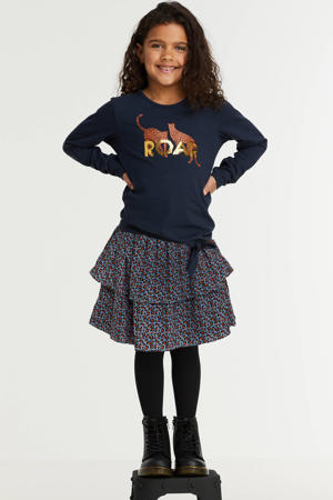 rok met panterprint blauw/roestbruin