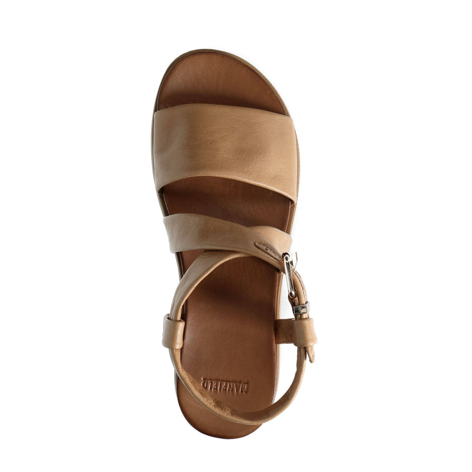 Manfield leren plateau sandalen beige wehkamp