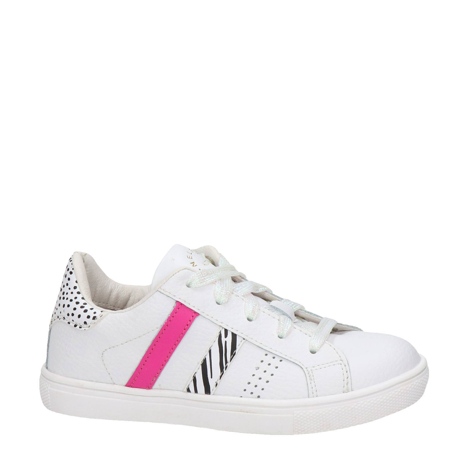 Nelson Kids leren sneakers wit/roze/zwart | wehkamp