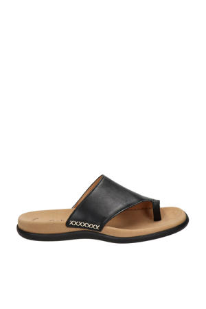 leren teenslippers zwart