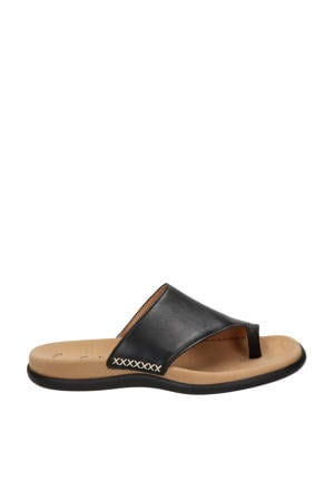 leren teenslippers zwart