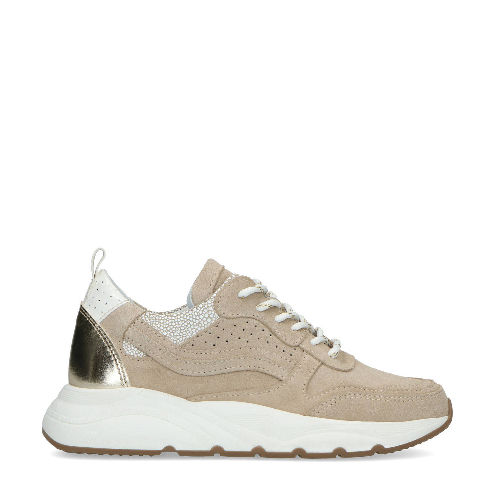 Toral Dames Sneakers Beige combi combi mid grove veter sneaker | Van den  Assem