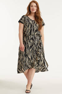 Zwart en witte dames GREAT LOOKS top zebra print van polyester met korte mouwen en V-hals
