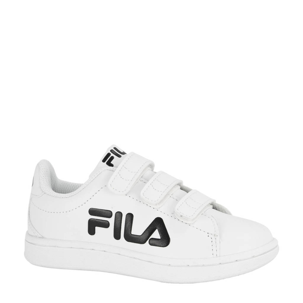 Witte jongens en meisjes Fila sneakers van imitatieleer met klittenband en logo