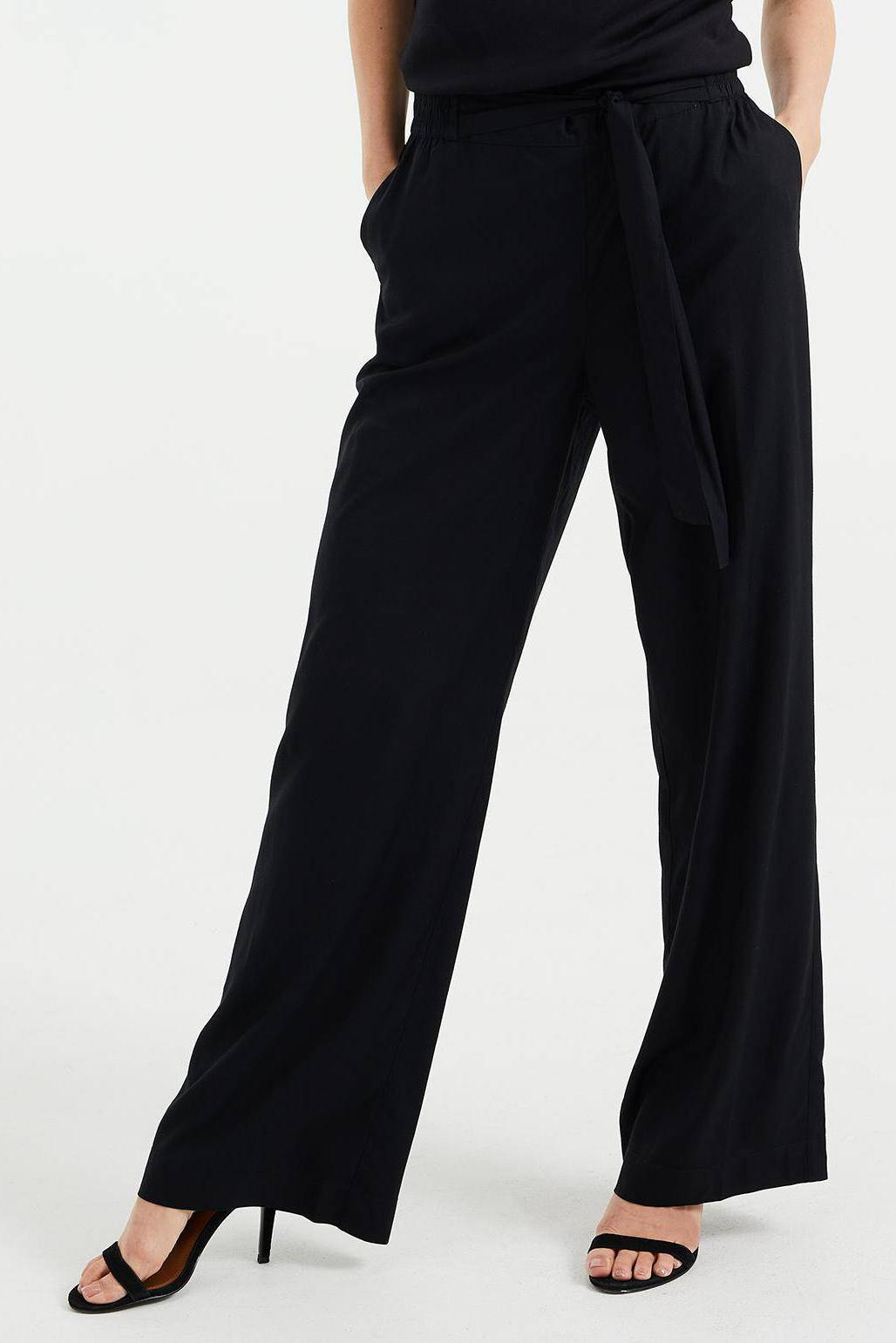 WE Fashion wide leg palazzo broek zwart | wehkamp