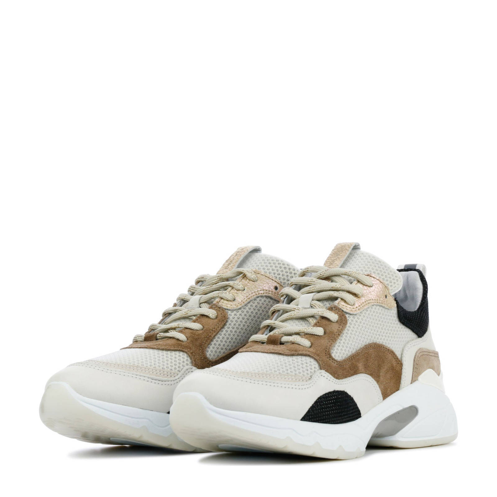 Toral Dames Sneakers Beige combi combi mid grove veter sneaker | Van den  Assem