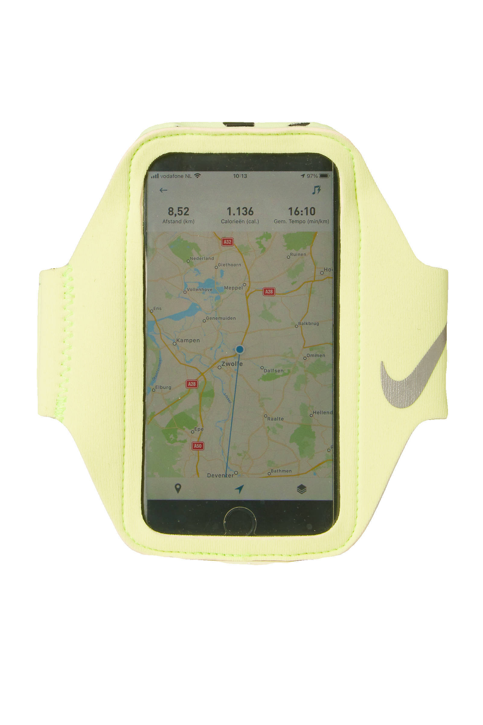 Nike sportarmband Lean Arm Band geel/zwart/zilver | wehkamp