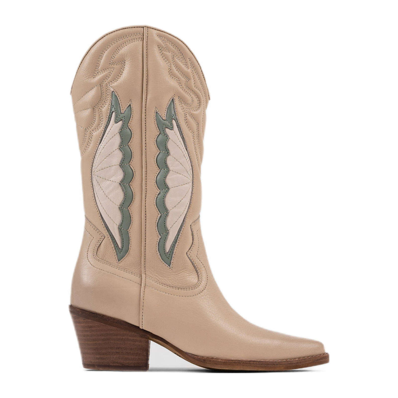 BRONX Jukeson Western leren cowboylaarzen camel/saliegroen | wehkamp