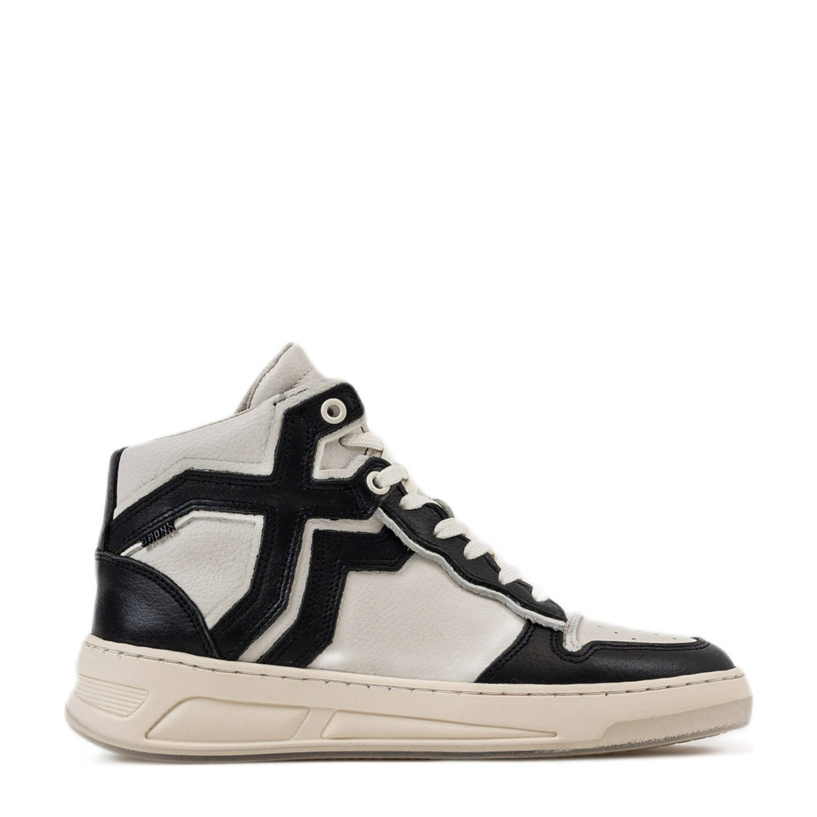 Bronx Old-Cosmo High hoge leren sneakers zwart/off white | wehkamp