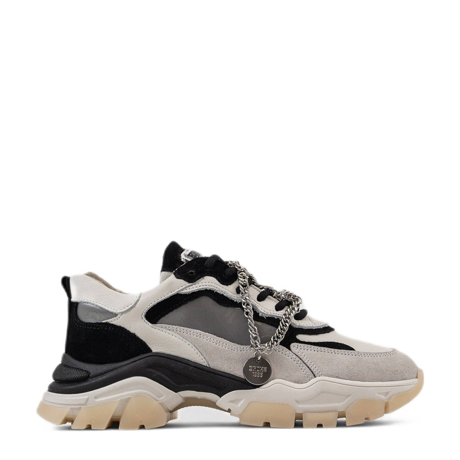 Bronx Tayke-Over leren chunky sneakers off white/zwart online kopen