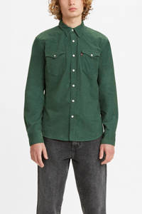 Groene heren Levi's regular fit overhemd van katoen met lange mouwen, klassieke kraag en drukknoopsluiting