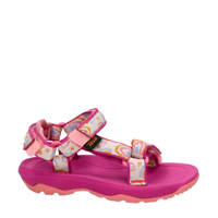 Roze meisjes Teva Hurricane XLT 2 outdoor sandalen van textiel met profielzool, klittenband en all over print