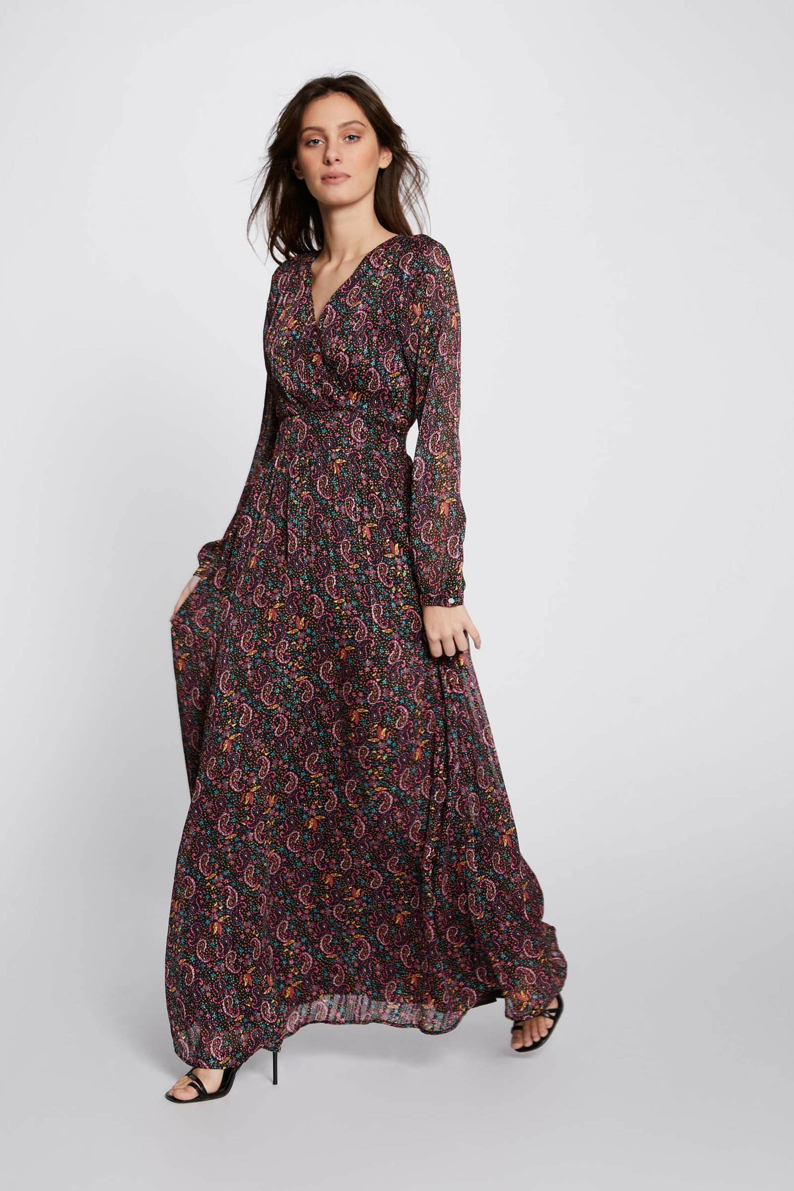 maxi jurk met paisleyprint zwart