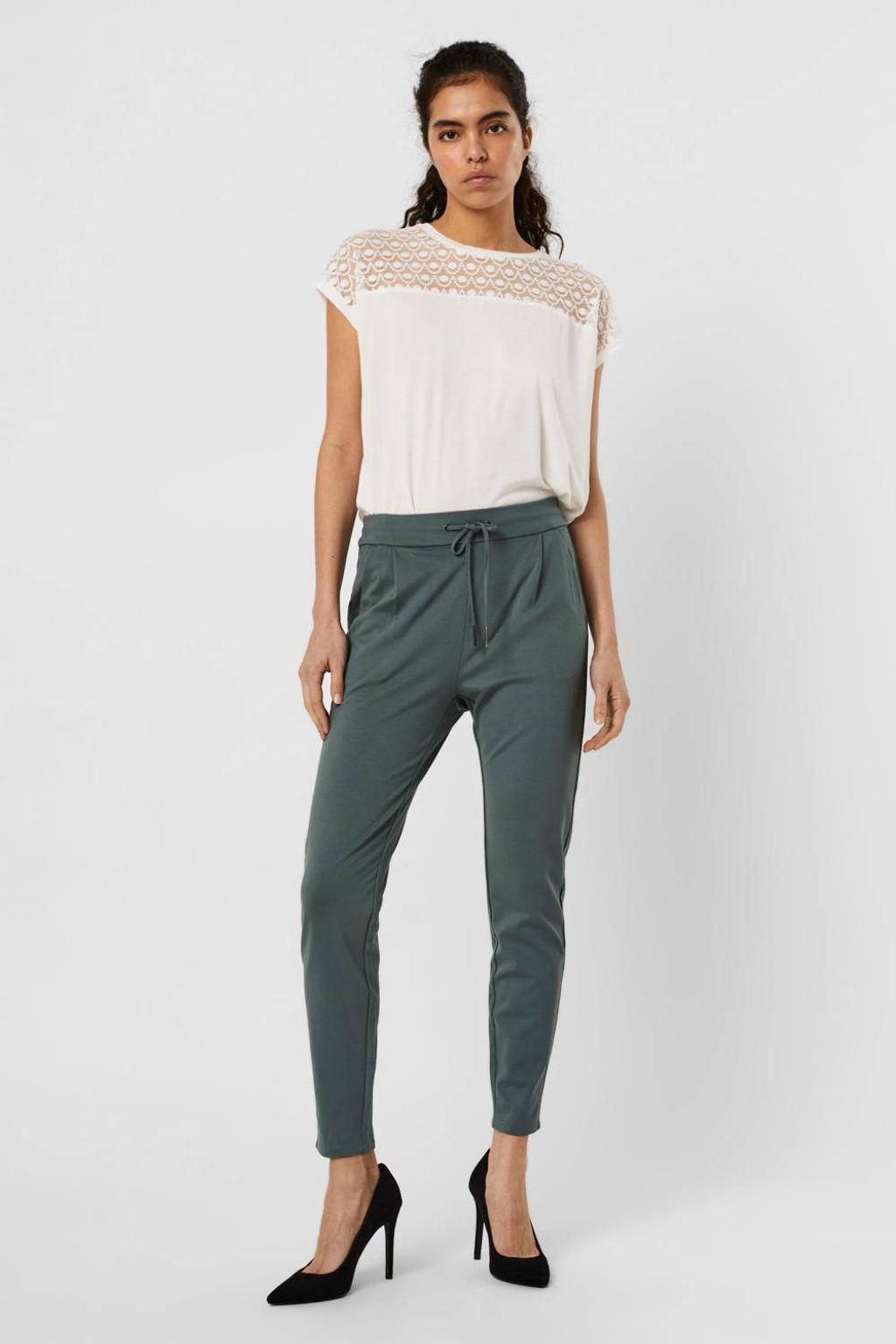 VERO MODA tapered fit broek Eva groen