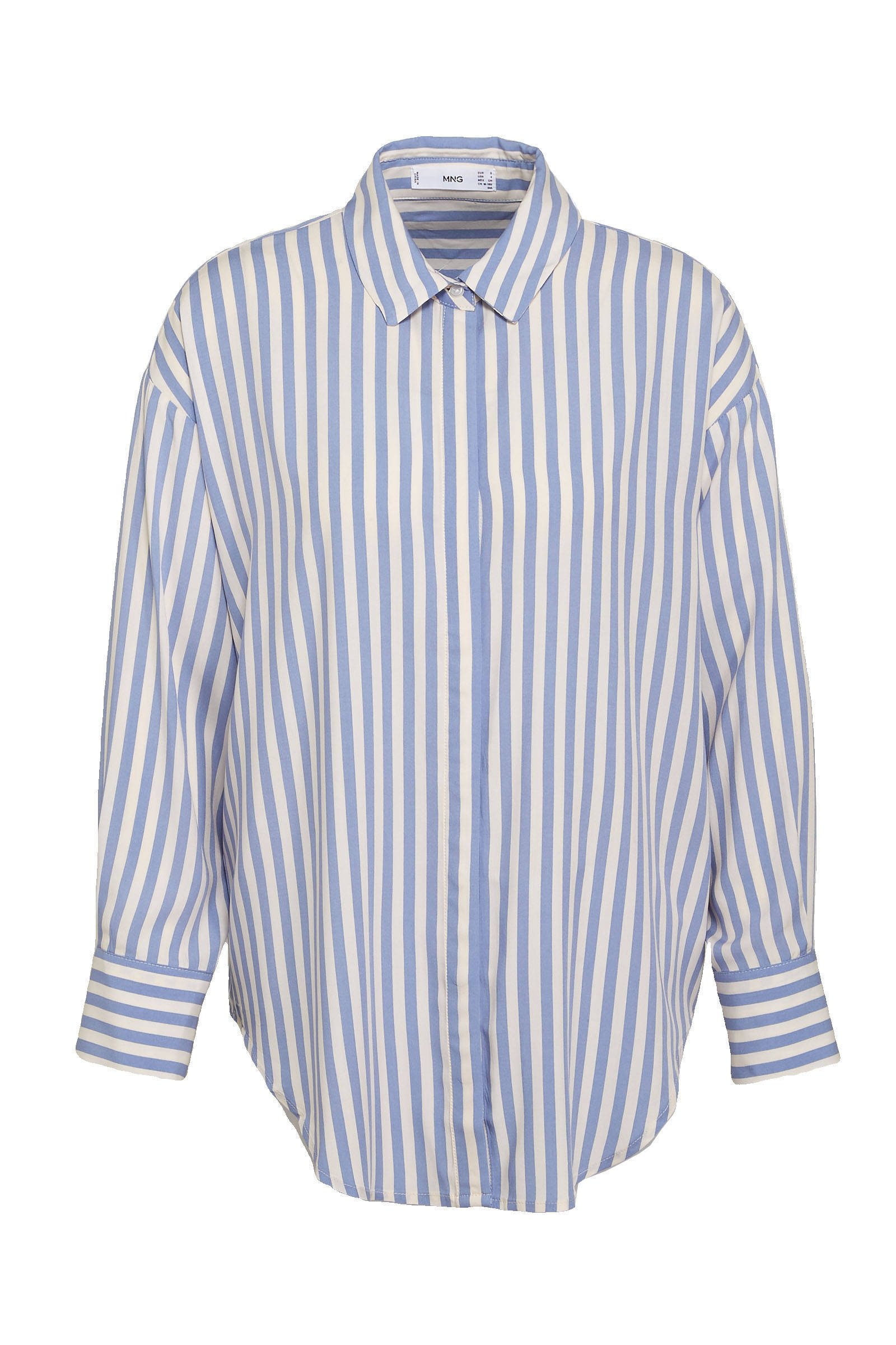 Mode Blouses Oversized blouses Mango Suit Oversized blouse wit-blauw gestreept patroon straat-mode uitstraling 