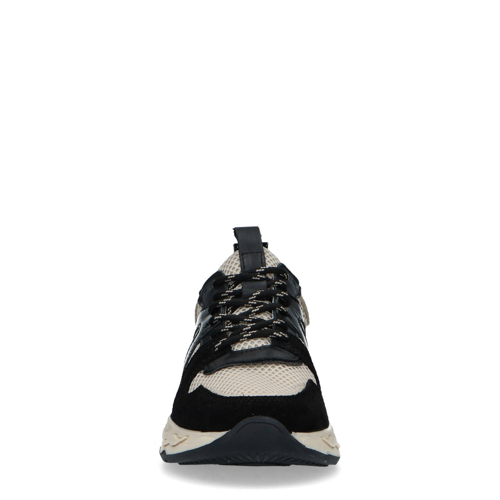 Manfield leren dad sneakers zwart/beige | wehkamp