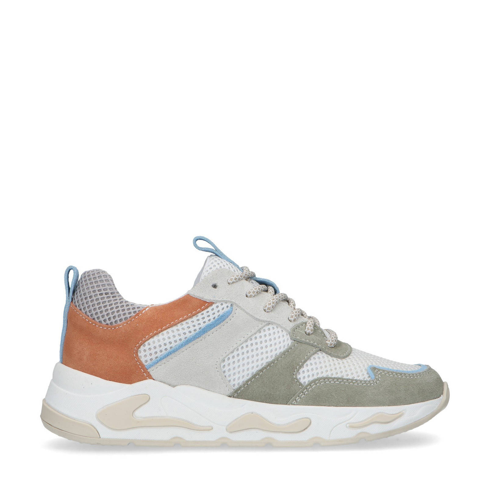 Manfield suède dad sneakers lichtkaki | wehkamp