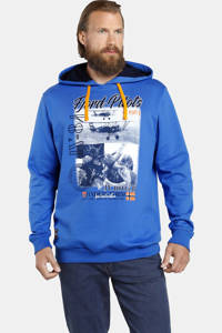 Jan Vanderstorm hoodie MELF met printopdruk Plus Size blauw, Blauw
