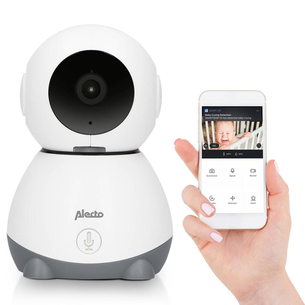 Alecto SMARTBABY10 Wifi babyfoon met camera, wit/grijs