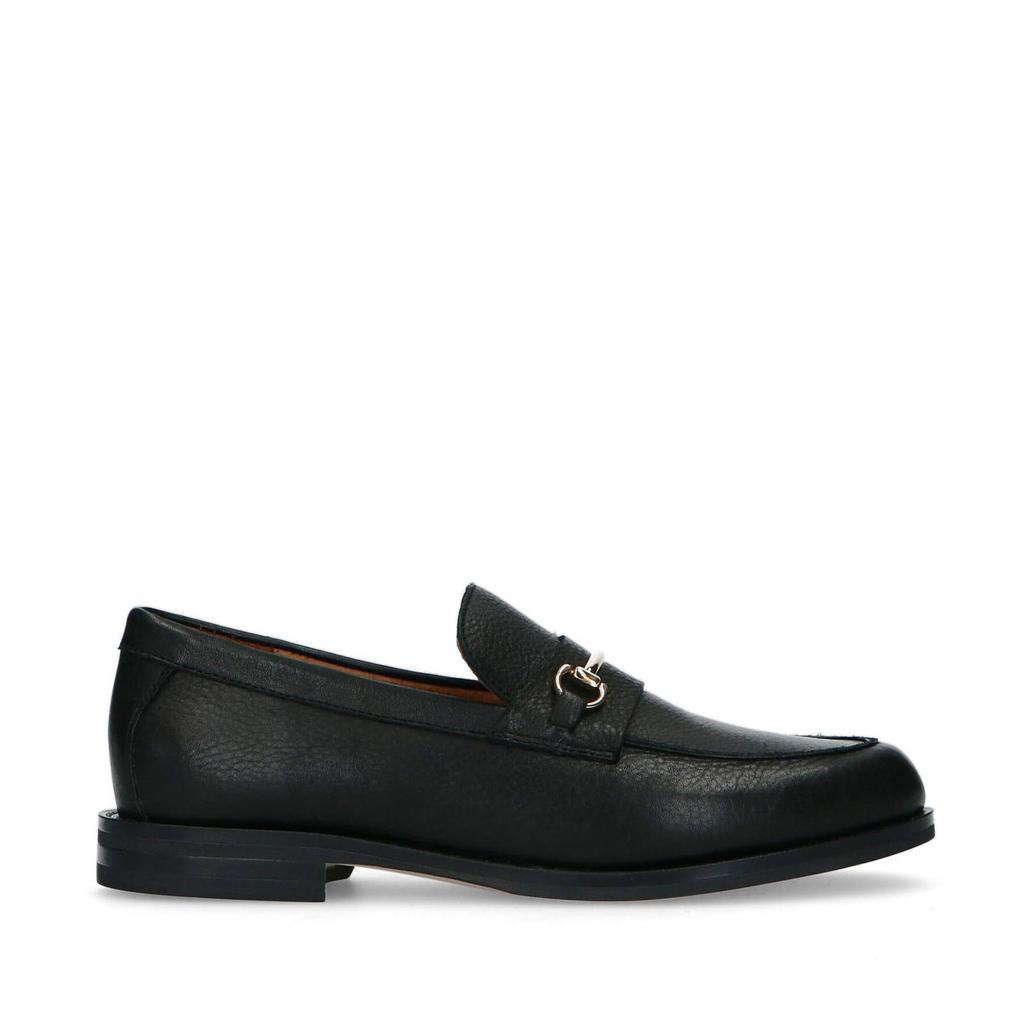 Zwarte dames Manfield leren loafers