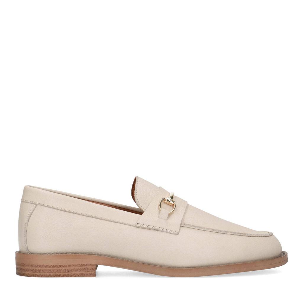 Beige dames Manfield leren loafers met effen