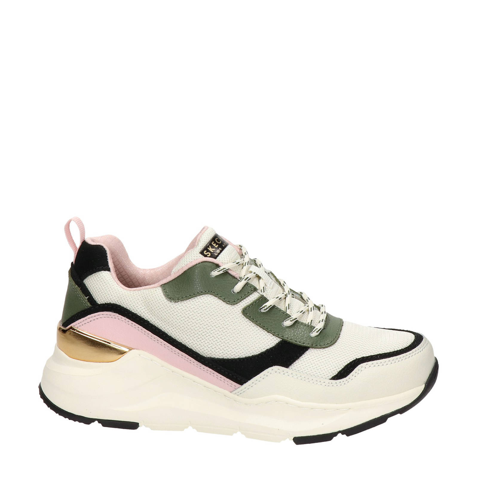 Skechers leren dad sneakers wit/kaki/roze | wehkamp