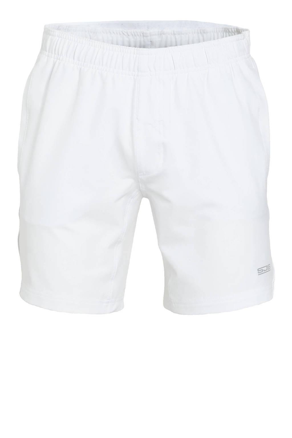 Witte heren Sjeng Sports sportshort Antal van polyester met regular fit, regular waist, elastische tailleband met koord en logo dessin