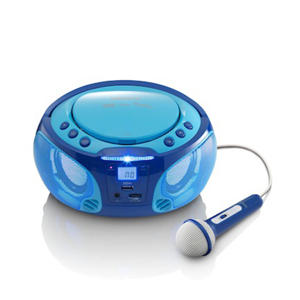 SCD-650BU Draagbare FM Radio CD/MP3/USB microfoon en licht effecten - Blauw