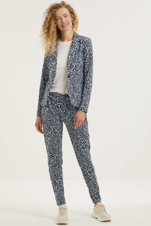 blazer met all over print lichtblauw