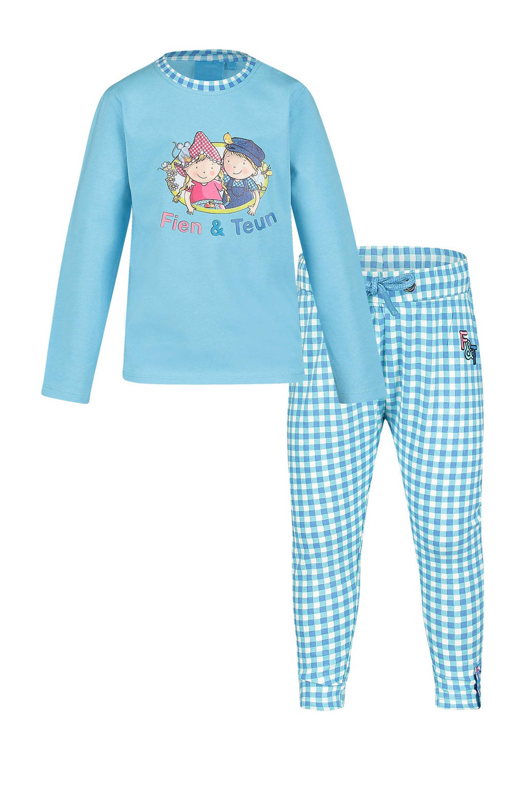 Zegevieren Labe stimuleren Fien & Teun pyjama Moos met logo opdruk blauw/wit | wehkamp