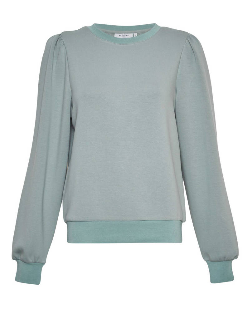 MSCH Copenhagen sweater Ima met plooien lichtgroen | wehkamp