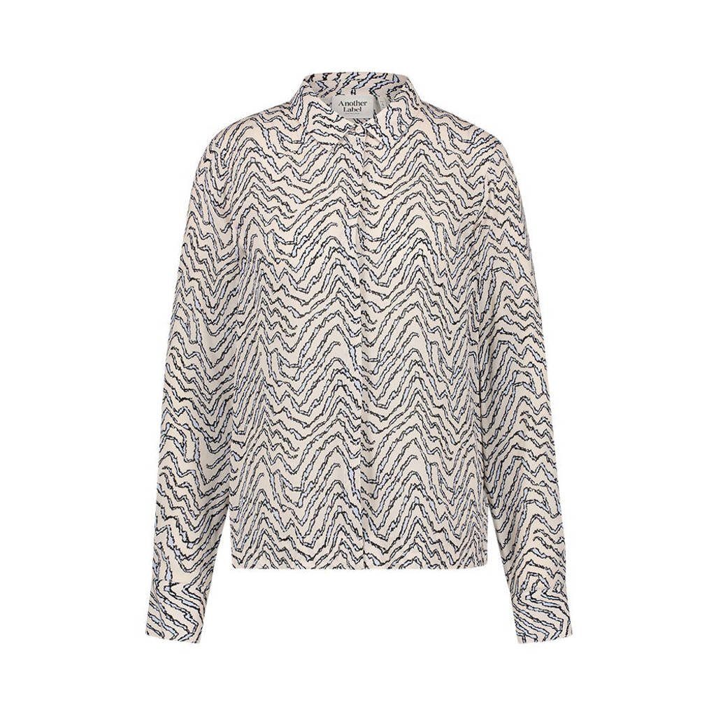 Another-Label blouse Zaron met all over print lichtgrijs/lichtblauw, Lichtgrijs/lichtblauw