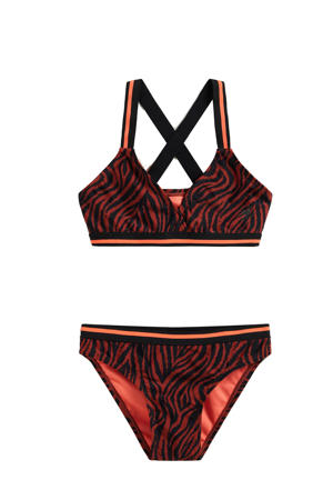 bikini met zebraprint zwart/oranje