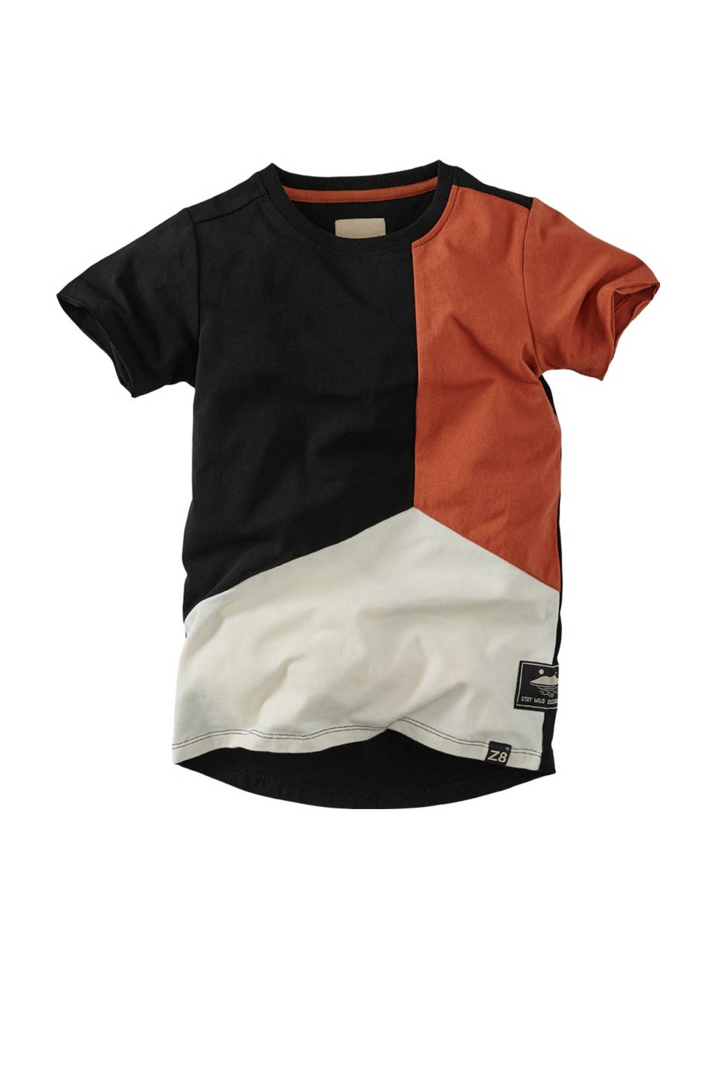 Z8 T-shirt Frankie zwart/ecru/roestbruin