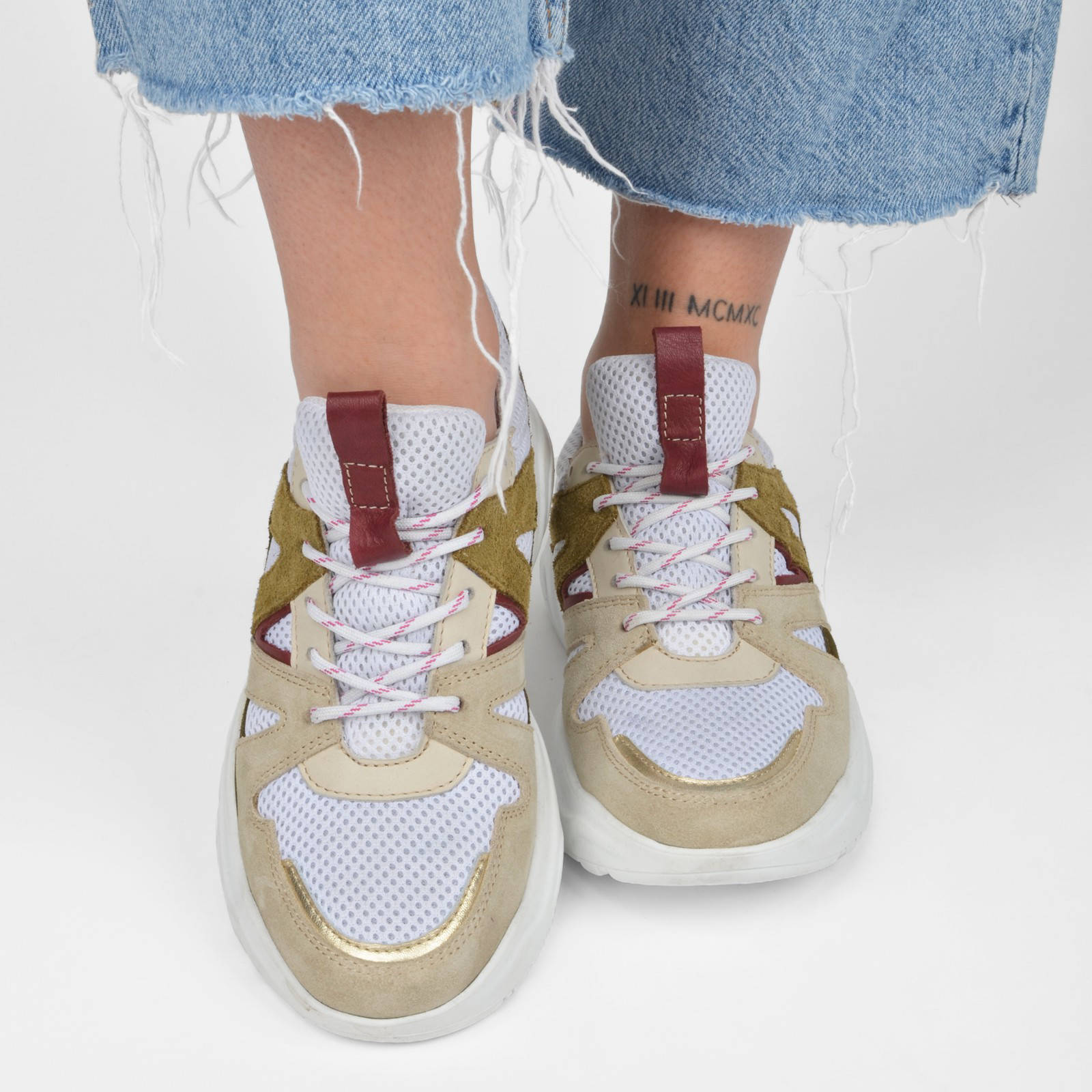 PS Poelman Year suède chunky sneakers beige/multi | wehkamp