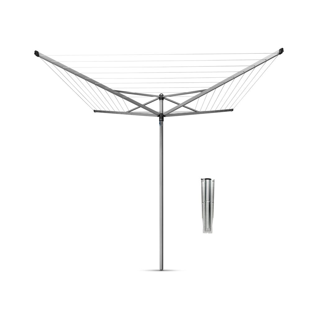 Brabantia Topspinner Droogmolen - met Metalen Grondanker - 40 m - Metallic grey