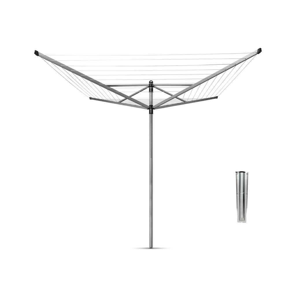 Brabantia Lift-O-Matic Droogmolen - met Metalen Grondanker - 40 m - Metallic grey