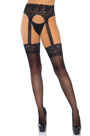 thumbnail: Leg Avenue jarretel panty zwart