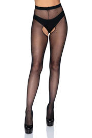 thumbnail: Leg Avenue Plus Size panty met open kruis 20 denier zwart