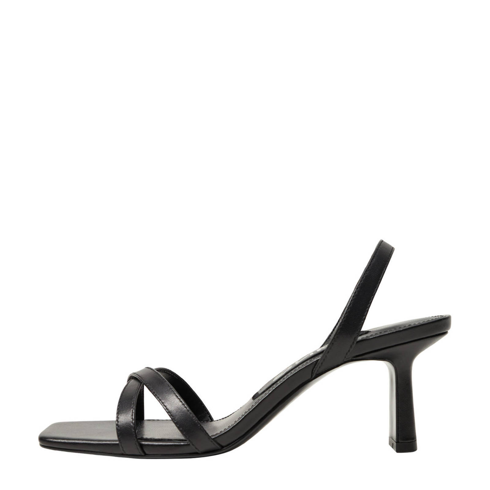 Mango leren sandalen zwart | wehkamp