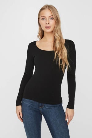 longsleeve VMMAXI met katoen zwart