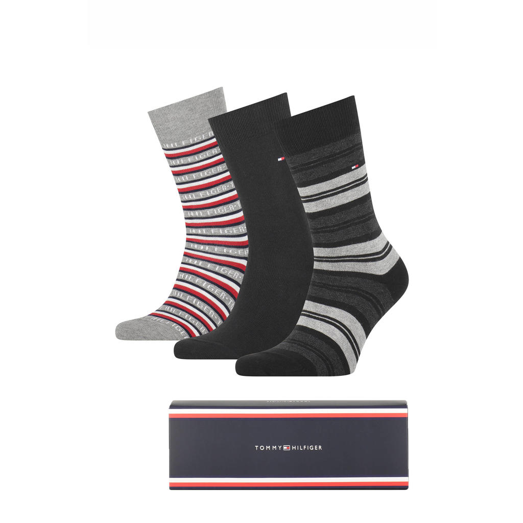 Tommy Hilfiger giftbox sokken - set van 3 zwart/grijs