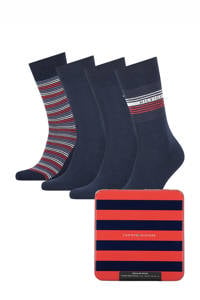Tommy Hilfiger giftbox sokken - set van 4 donkerblauw, Donkerblauw/donkerrood